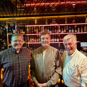 Rea Sound’s Roger McMullan (left) and Sean Gallagher (right) flank Linea Research’s Martin Hildred